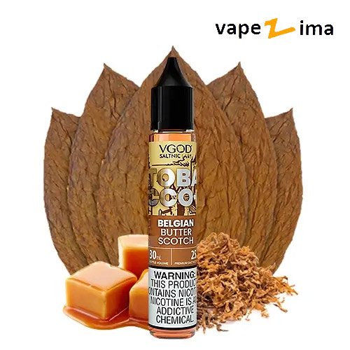 VGOD-Tobacco-Plus-Belgian-ButterScotch-Salt سالت تنباکو تافی کره ای ویگاد